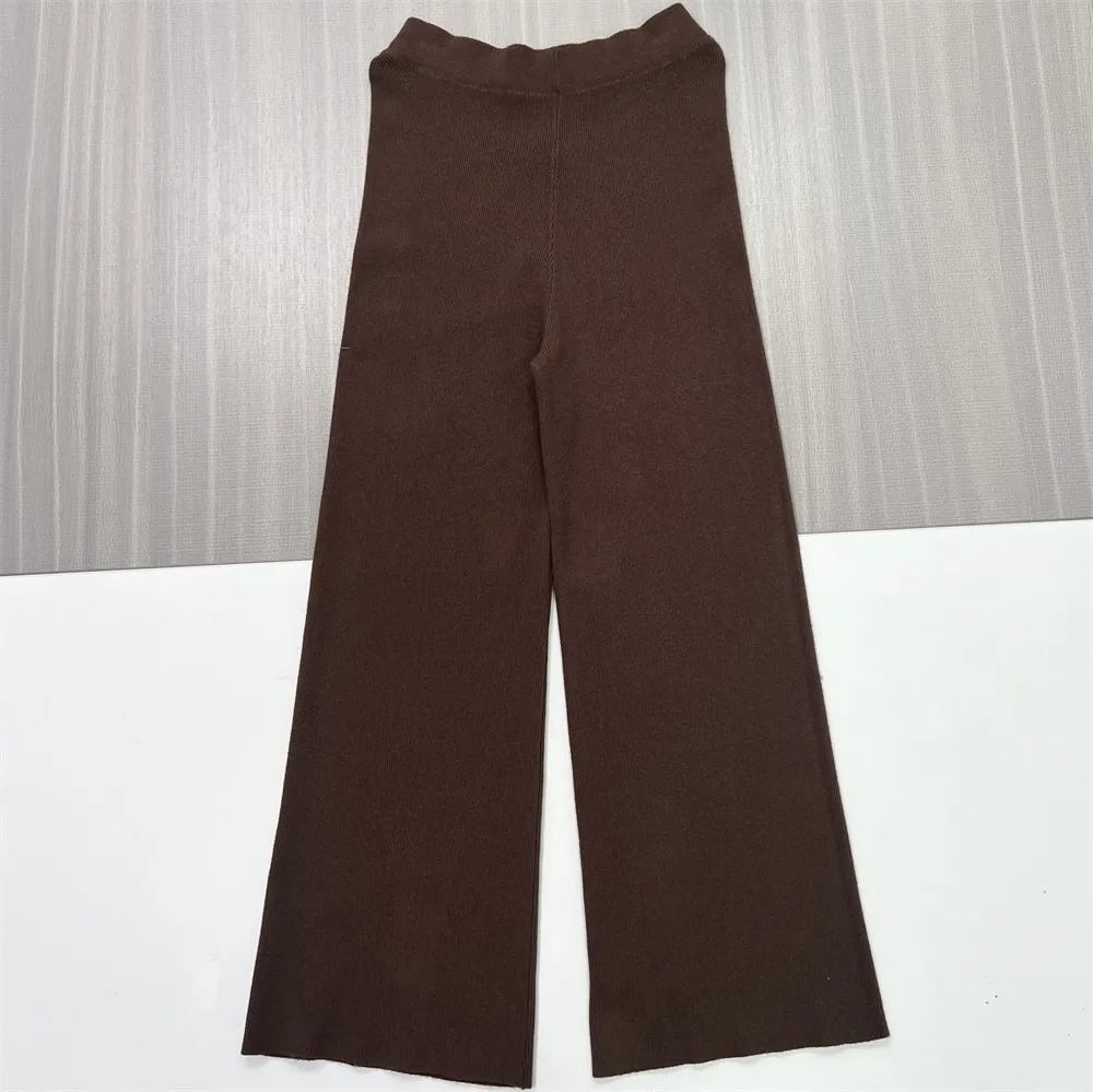 Customizable Knit Wide-Leg Pants: High-Waist, Relaxed Fit, Minimalist Design