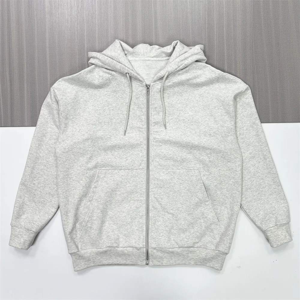 Customizable Zip-Up Hoodie: Heather Gray, Classic Fit, Versatile Loungewear/Outerwear