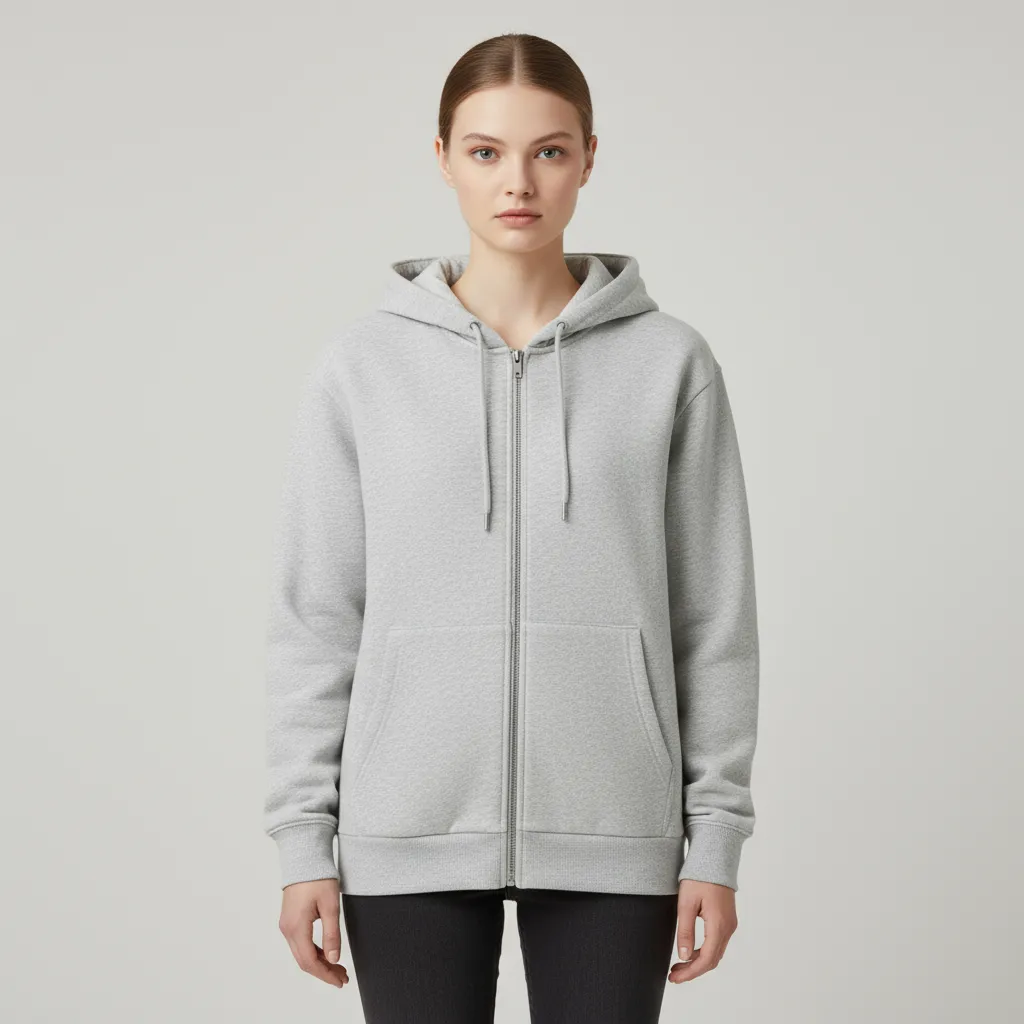 Customizable Zip-Up Hoodie: Heather Gray, Classic Fit, Versatile Loungewear/Outerwear
