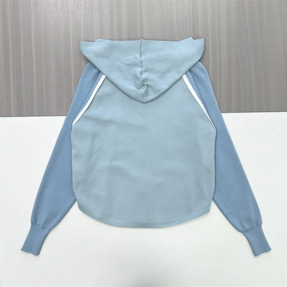 Customizable Color-Block Zip-Up Hoodie: Blue Tones, Sporty Design, Versatile Casual Wear