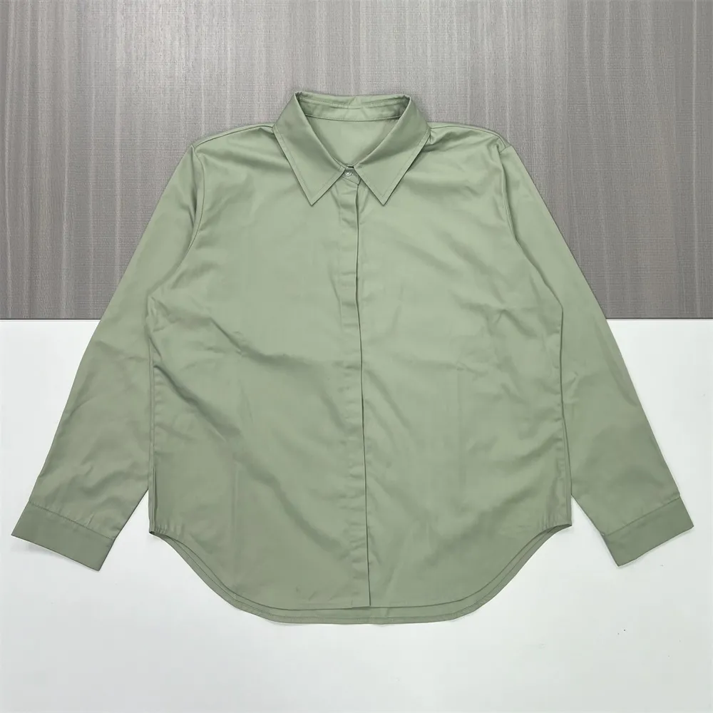 Custom Men's Sage Green Long-Sleeve Shirt: Smooth Texture, Minimalist Smart-Casual Design