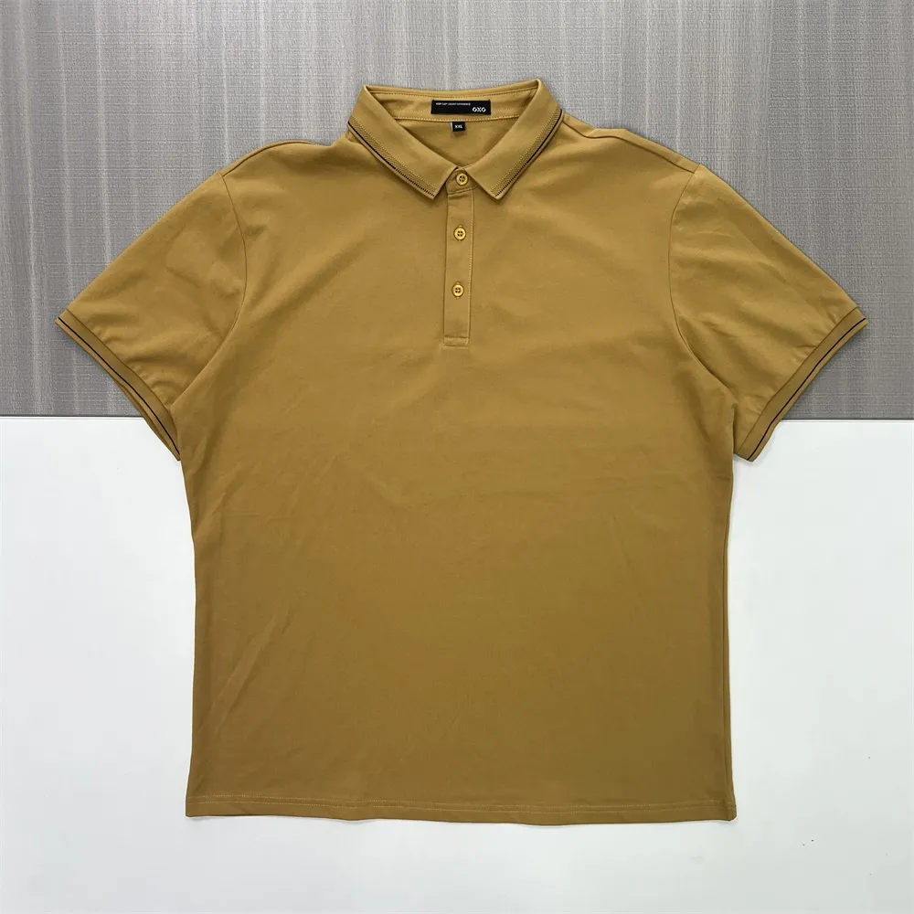 Men's Mustard Polo Shirt: Contrast Trim, Classic Design, Casual Apparel