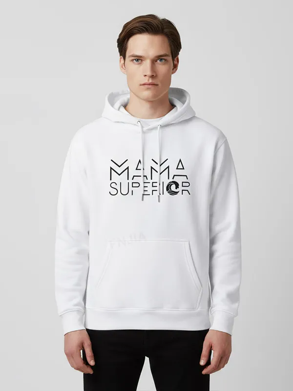 Men's White Graphic Hoodie: 