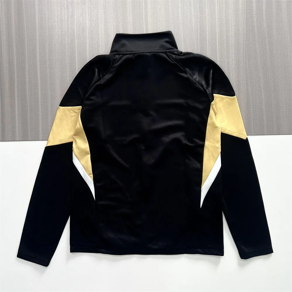 Men's Black & Gold Track Suit Jacket  Pants Color-Block Design Casual Apparel