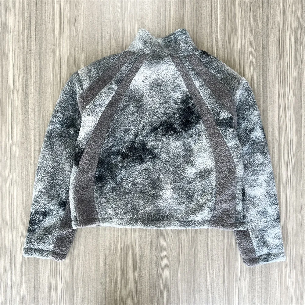 Women's Tie-Dye Sherpa Jacket: Full-Zip, Contrast Panels, Casual Outerwear