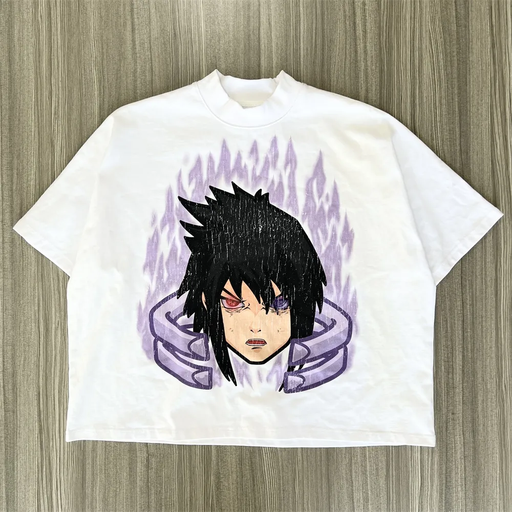 Women's Sasuke Uchiha Graphic T-Shirt: White Oversized Short-Sleeve