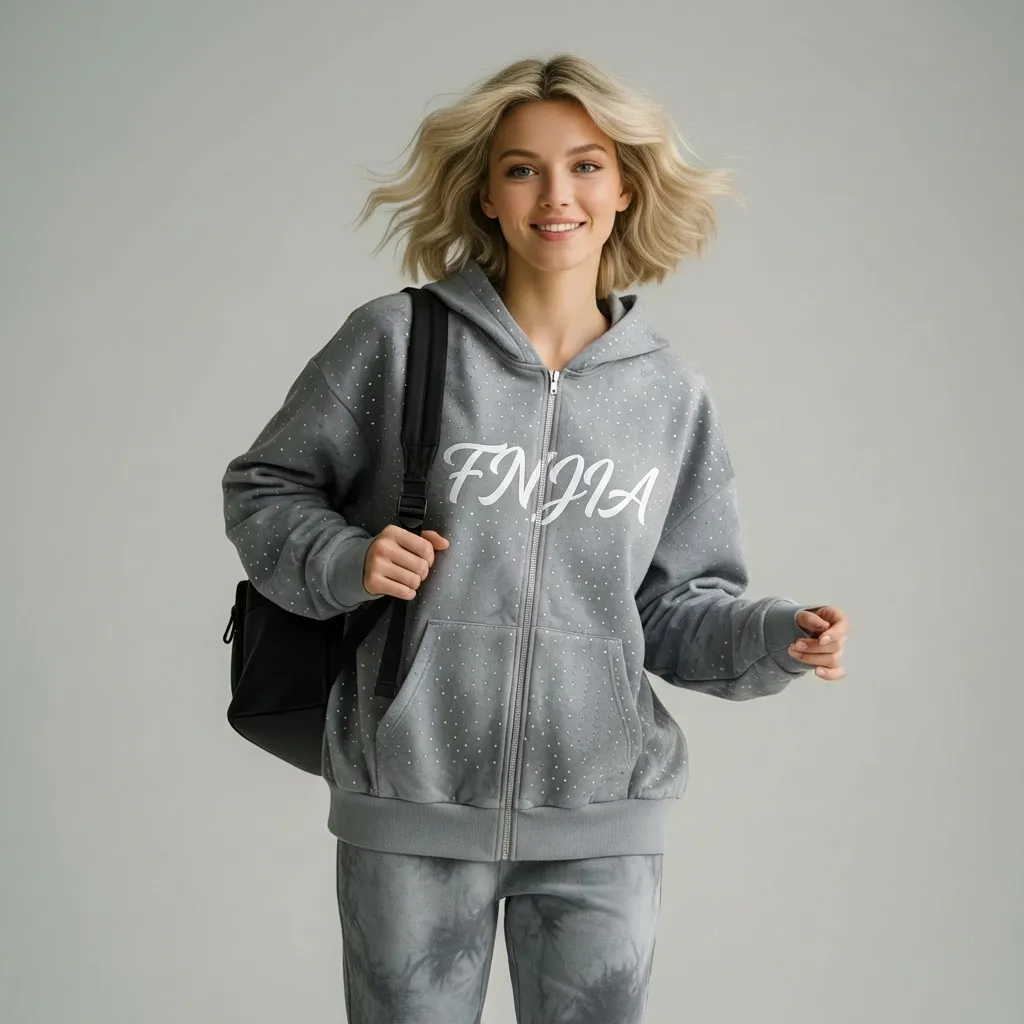 Unisex Gray Star-Print Zip-Up Hoodie: "Losers World" Graphic