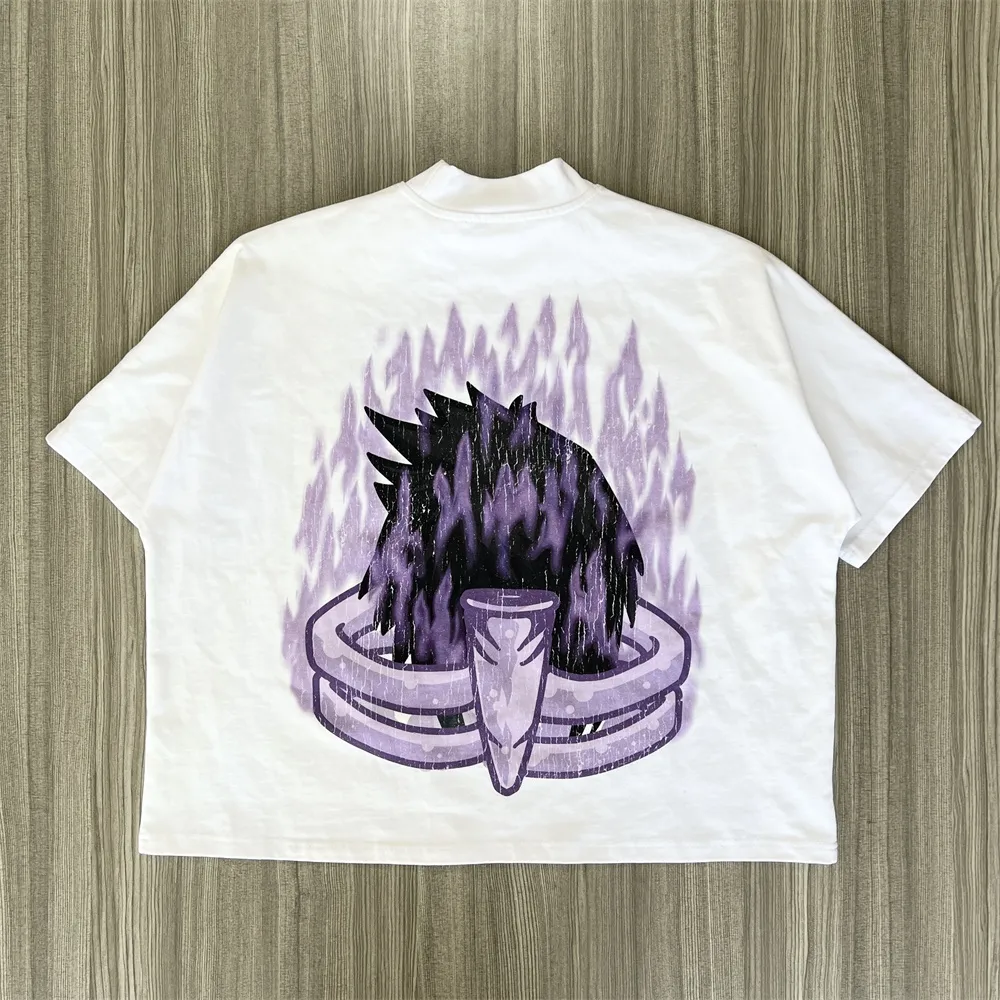Women's Sasuke Uchiha Graphic T-Shirt: White Oversized Short-Sleeve