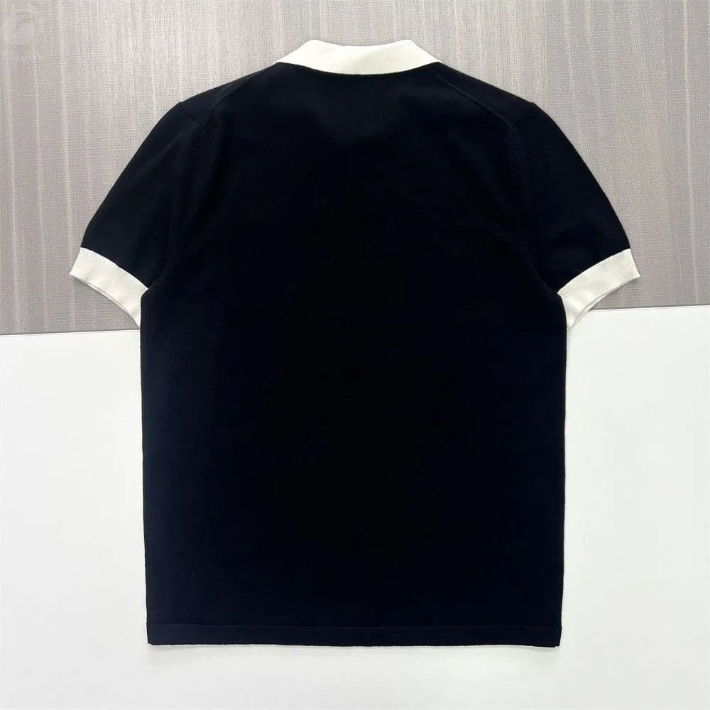 Unisex Black & White "FNJIA" Polo Shirt: Contrast Trim Design