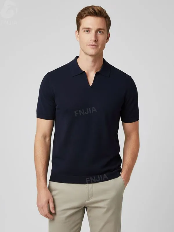 Unisex Navy Solid Short-Sleeve Polo Shirt: Minimalist Design