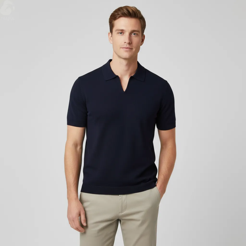 Unisex Navy Solid Short-Sleeve Polo Shirt: Minimalist Design