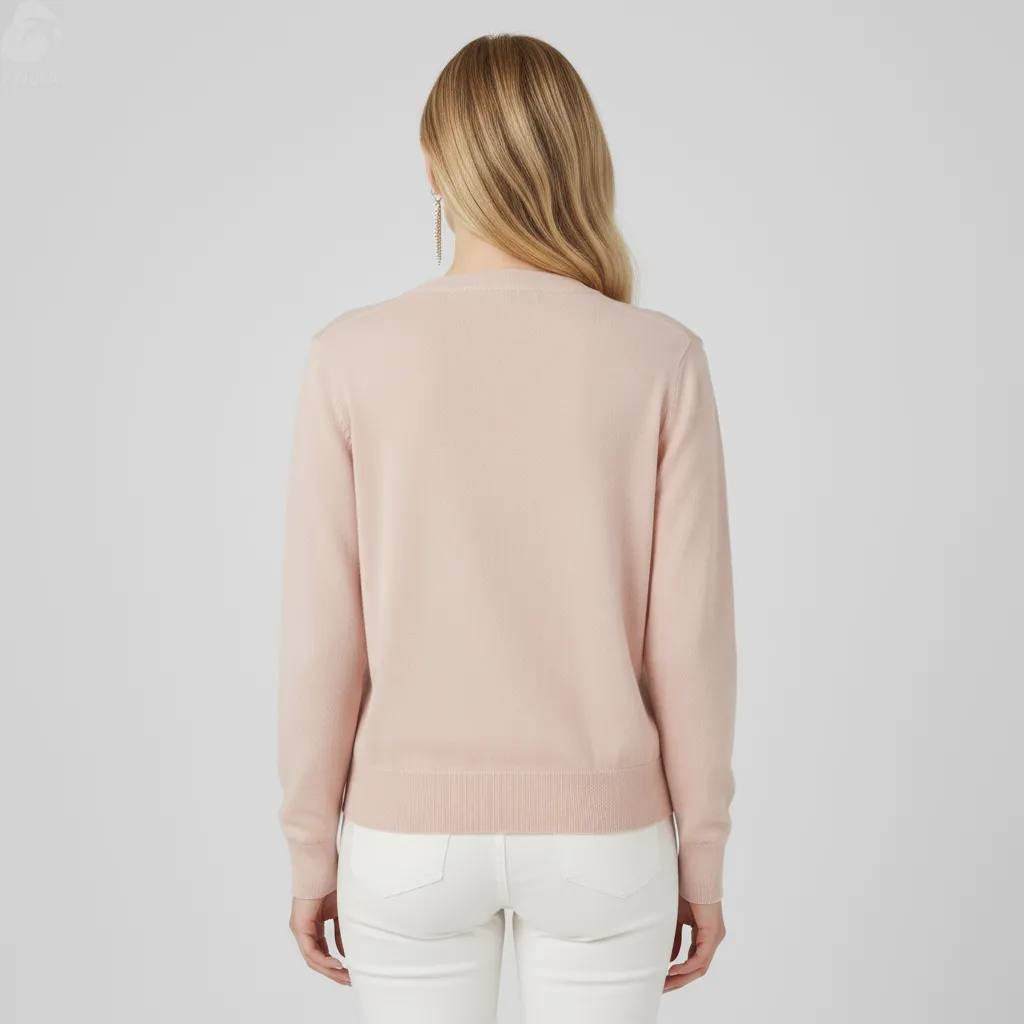 Women's Blush Solid Knit Button Cardigan - FNJIA Custom Apparel Service-LYF2500001