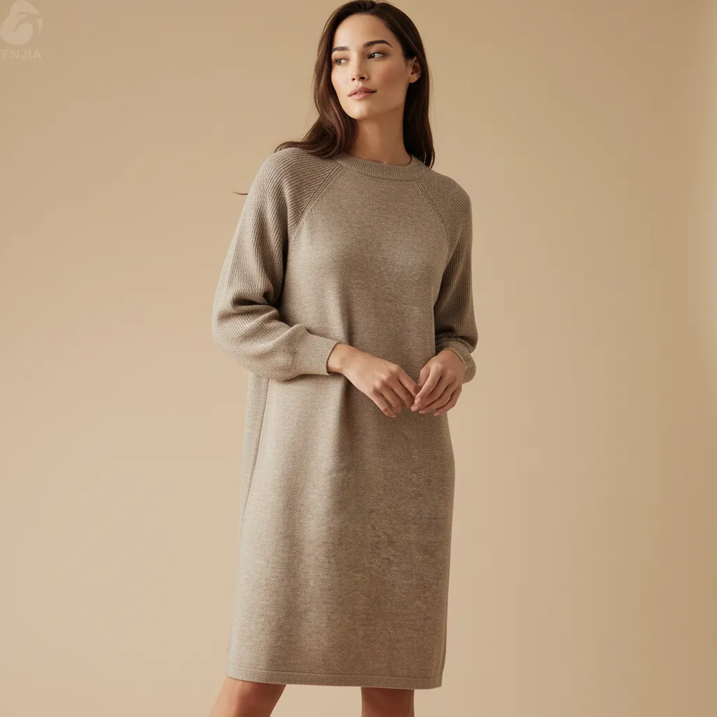 Women's Beige Knit Sweater - FNJIA Custom Apparel Service-CPM2508-904