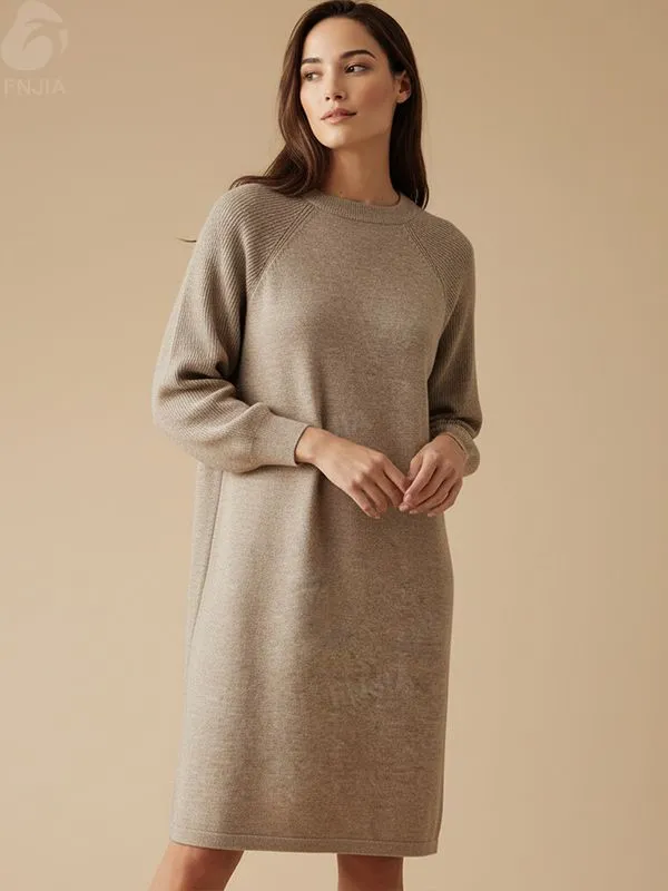 Women's Beige Knit Sweater - FNJIA Custom Apparel Service-CPM2508-904