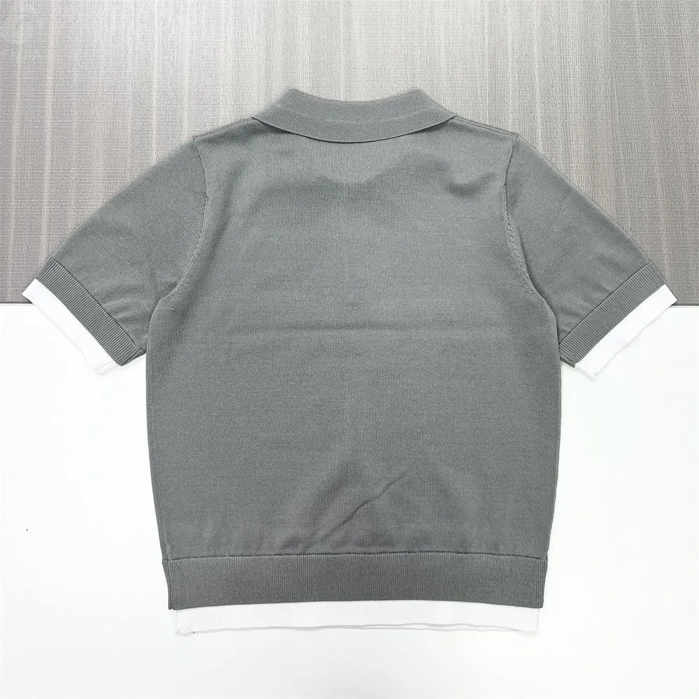 Women's Summer Polo-Knit Cardigan - Custom Material & Pattern Service-FNJ2500104