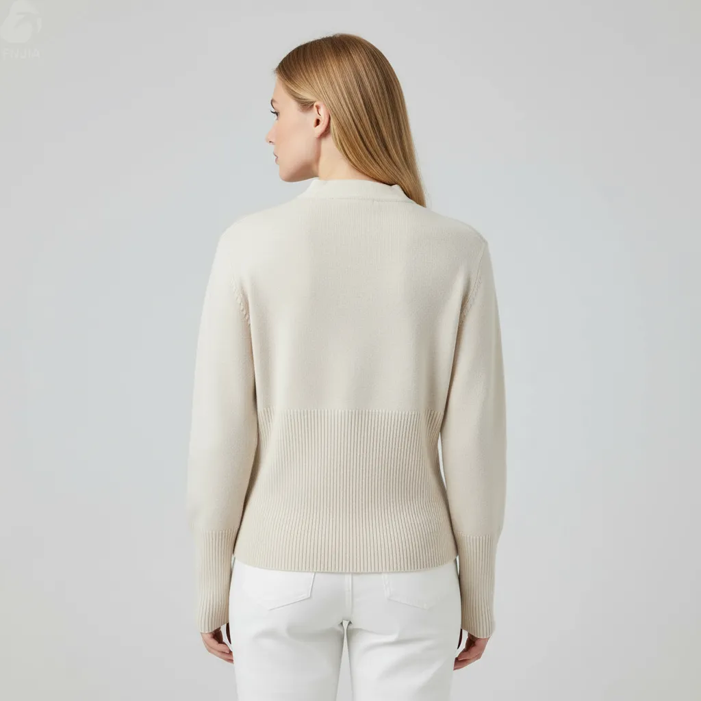 Women's Neutral-Tone Rib-Knit Cardigan - FNJIA Material-to-Finish Customization-FNJ250091