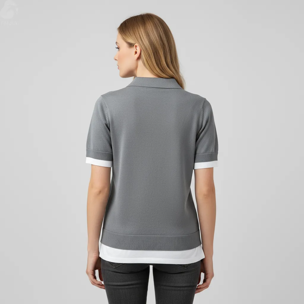 Women's Summer Polo-Knit Cardigan - Custom Material & Pattern Service-FNJ2500104