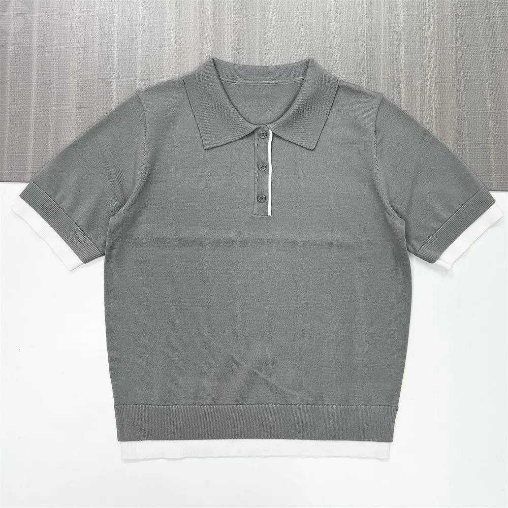 Women's Summer Polo-Knit Cardigan - Custom Material & Pattern Service-FNJ2500104
