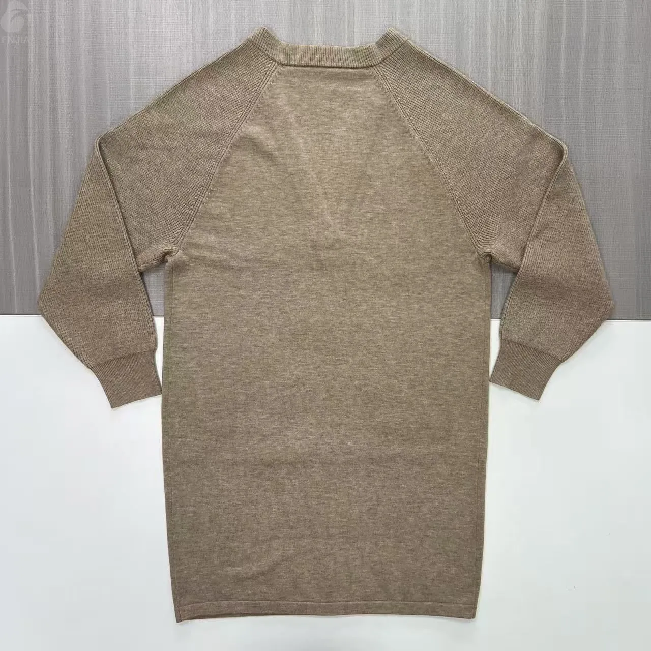Women's Beige Knit Sweater - FNJIA Custom Apparel Service-CPM2508-904