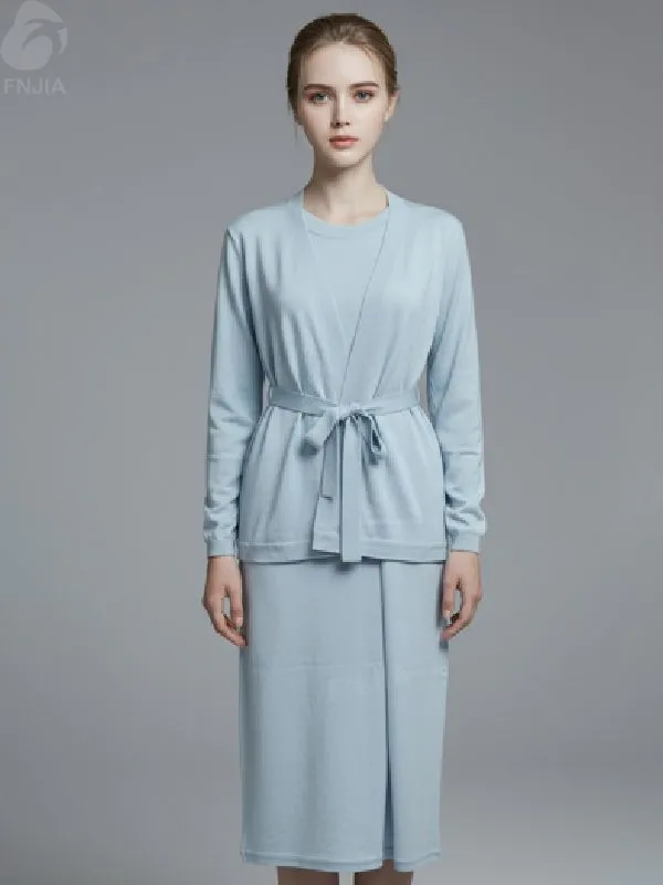 Women's Light Blue Cardigan Set - Full-Cycle Custom Manufacturing-CPM2508-901