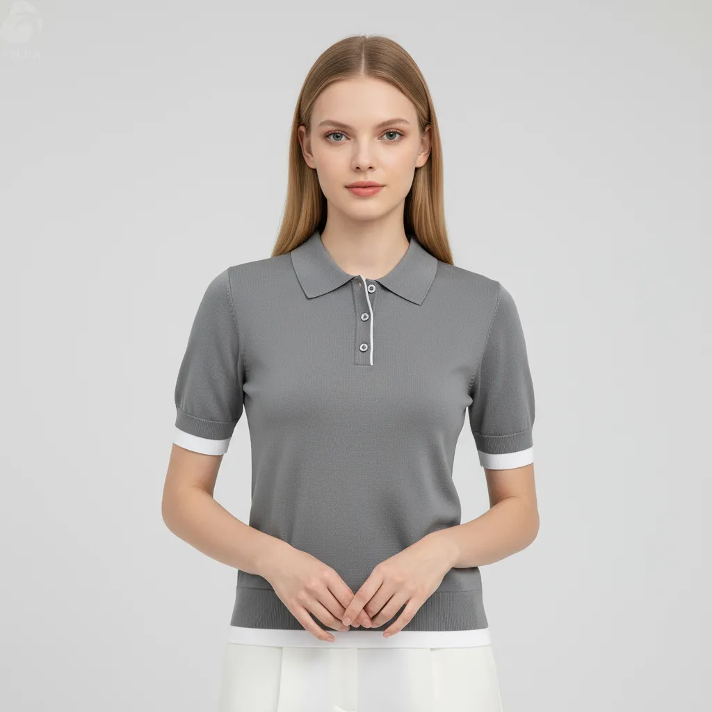 Women's Summer Polo-Knit Cardigan - Custom Material & Pattern Service-FNJ2500104