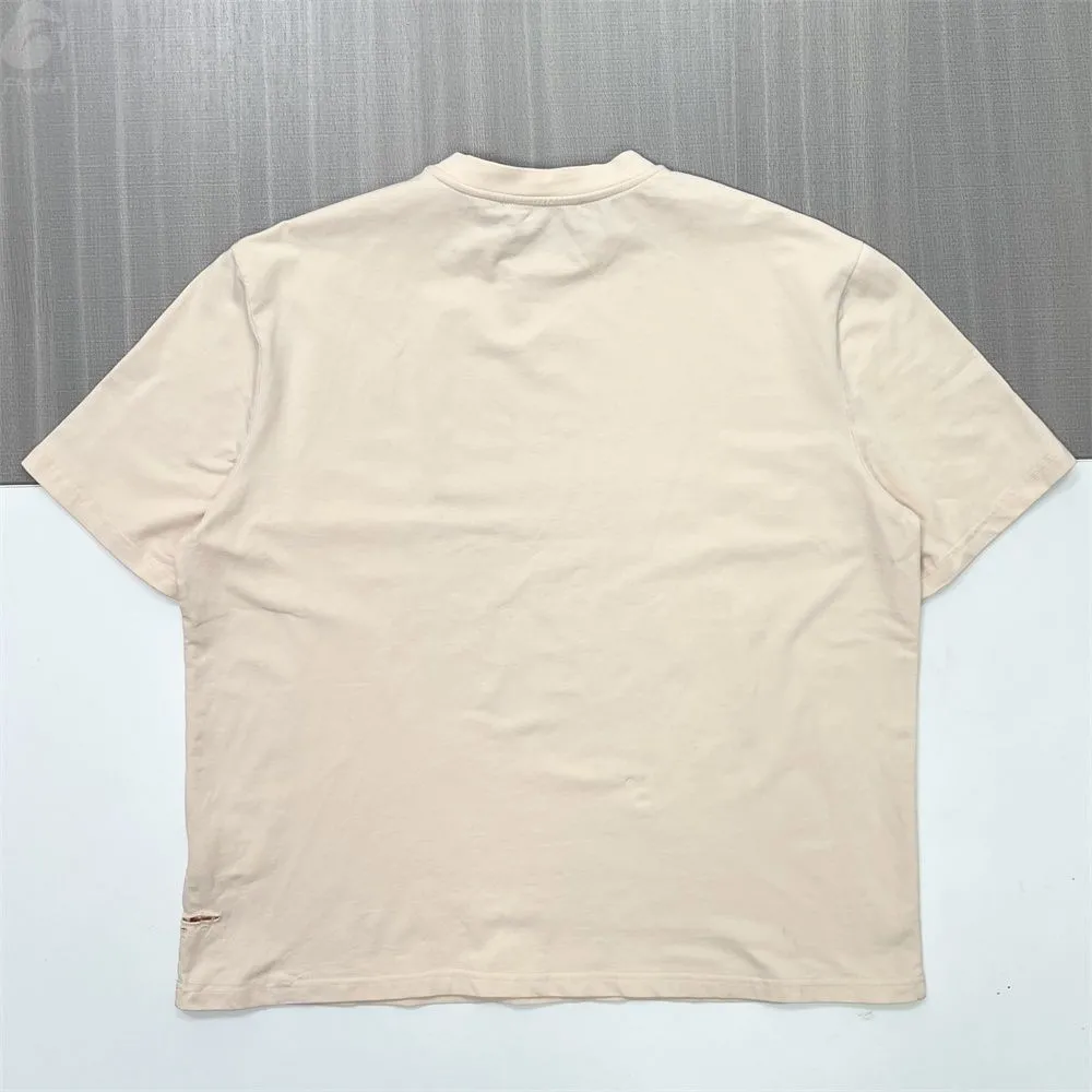 Men's Beige Retro Print Short-Sleeve T-Shirt - FNJIA Custom Apparel Service