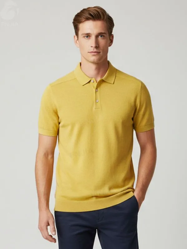 Men's Mustard Yellow Knit Polo - FNJIA Custom Apparel Service