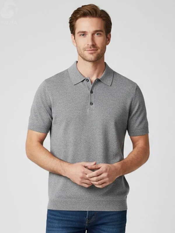 Men's Heathered Gray Knit Polo - FNJIA Custom Apparel Service