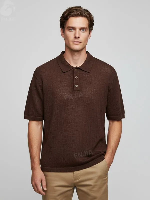 Men's Burgundy Textured Knit Polo - FNJIA Custom Apparel Service