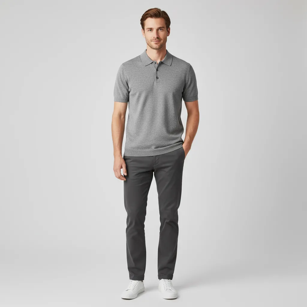 Men's Heathered Gray Knit Polo - FNJIA Custom Apparel Service