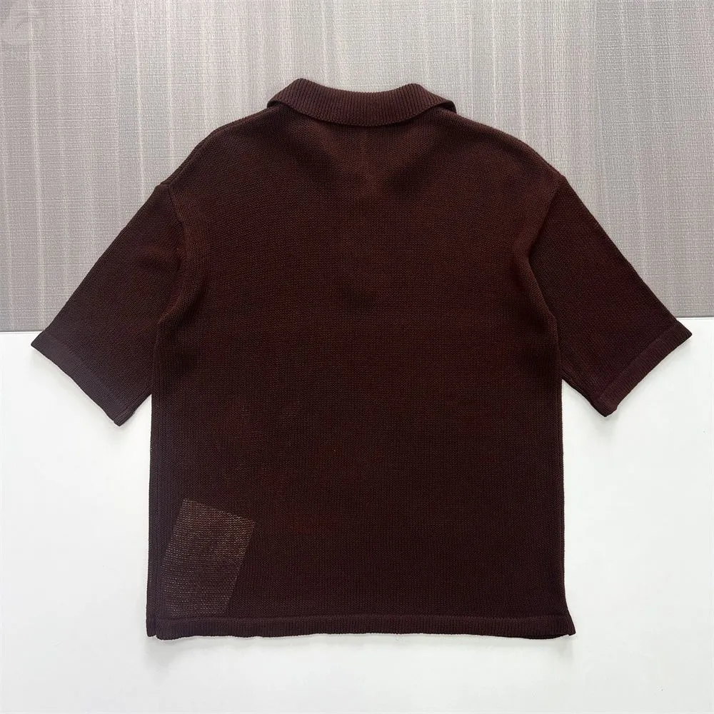 Men's Burgundy Textured Knit Polo - FNJIA Custom Apparel Service