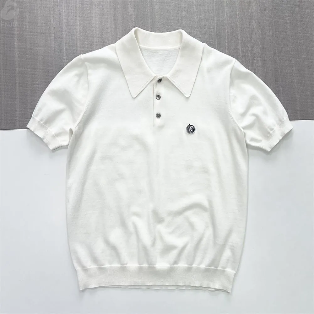 Men's White Embroidered Knit Polo - FNJIA Custom Apparel Service
