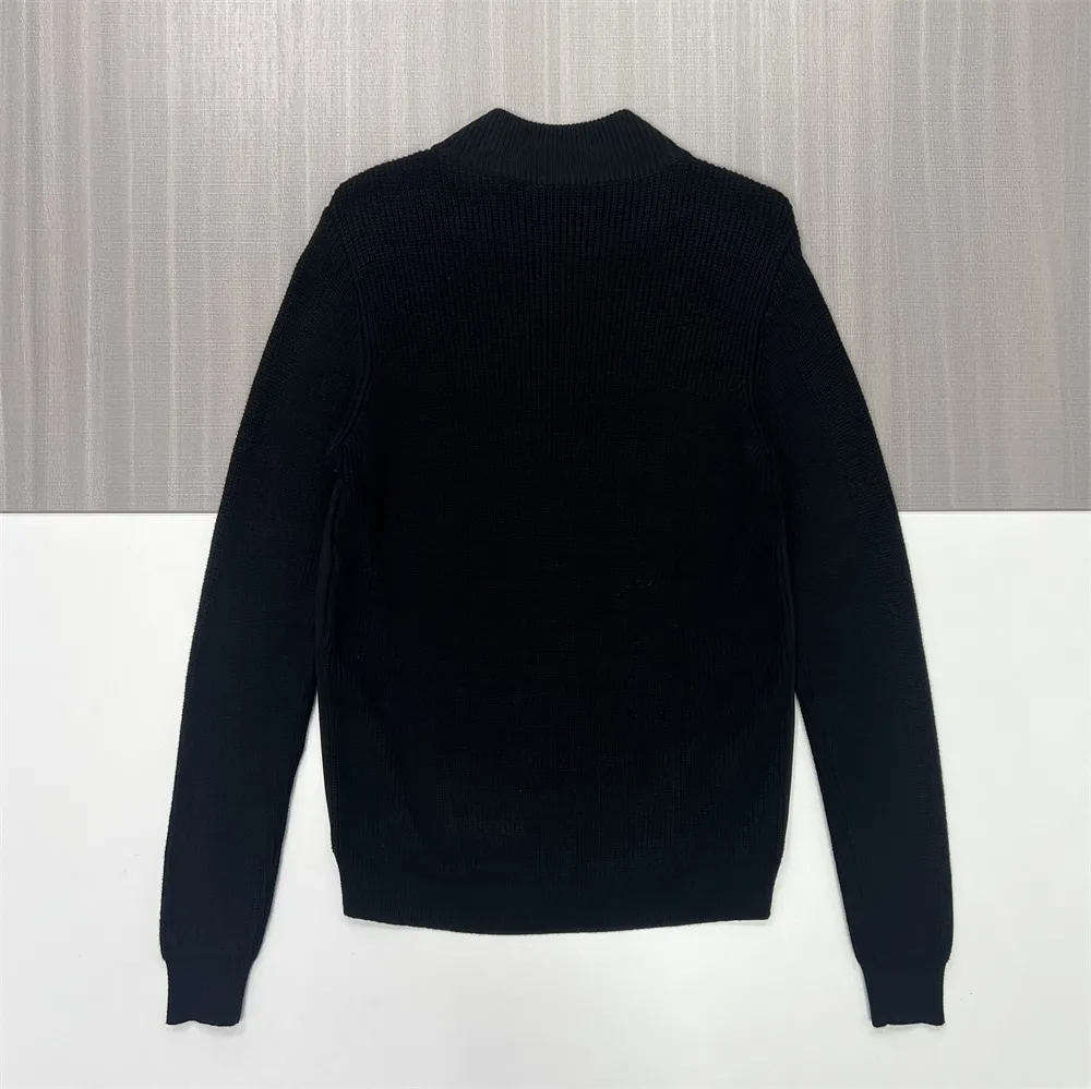 Men's Black Mixed-Material Zip-Up Bomber Jacket - Custom Rib-Knit Sleeve Design