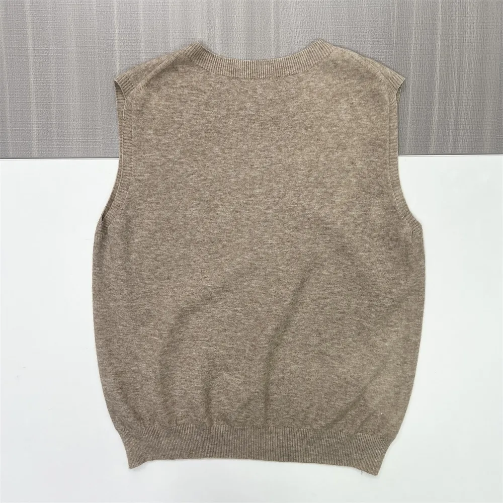 Women's Beige Marled Crewneck Knit Vest - Custom Versatile Layered Design