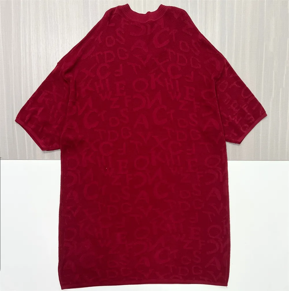 Women's Burgundy Typography-Knit Oversized Mini Dress - Custom Modern Statement Design