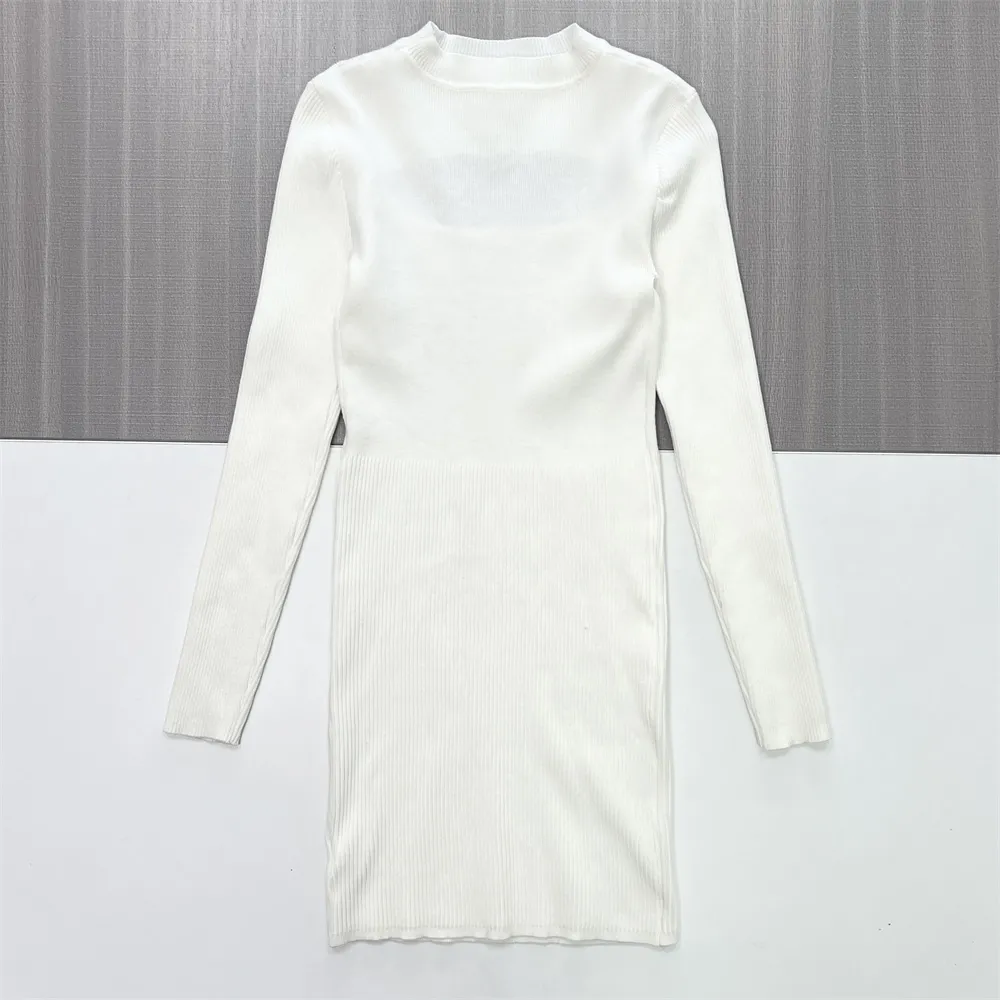 Women's White Ribbed Cutout Mock-Neck Mini Dress - Custom Modern Slim-Fit Design