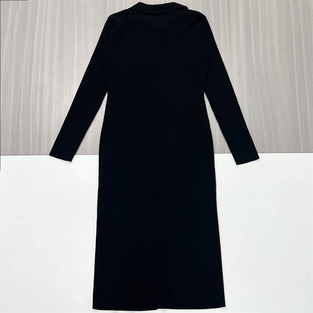 Women's Black Ribbed Half-Zip Midi Dress - Custom Sleek Modern Design