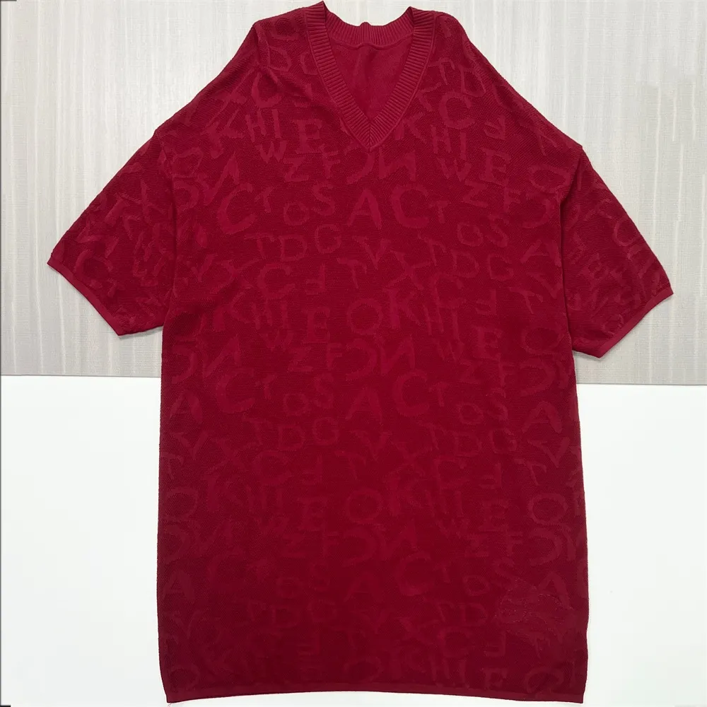Women's Burgundy Typography-Knit Oversized Mini Dress - Custom Modern Statement Design