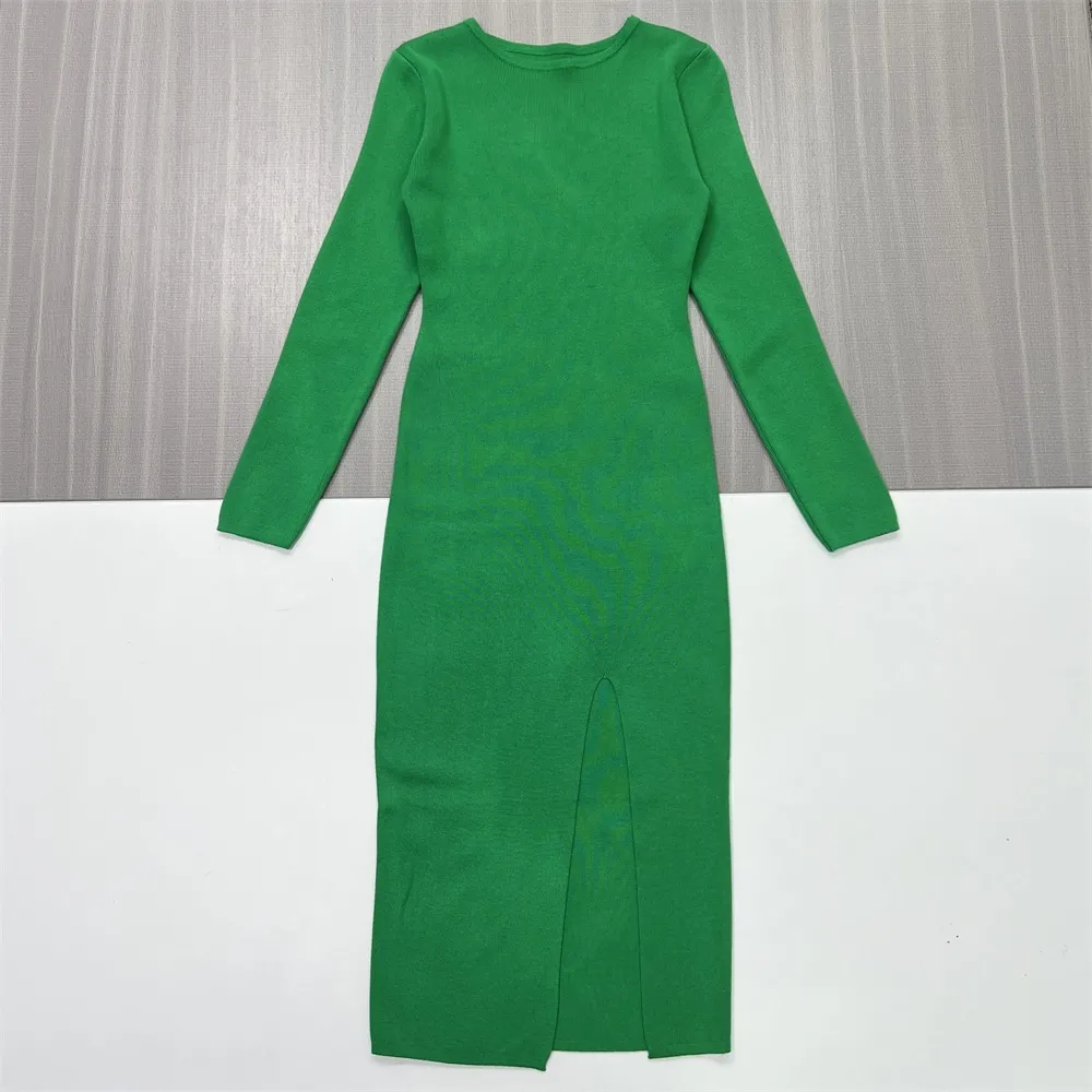 Women's Emerald Green Ribbed Bodycon Maxi Dress - Custom Sleek Modern Design