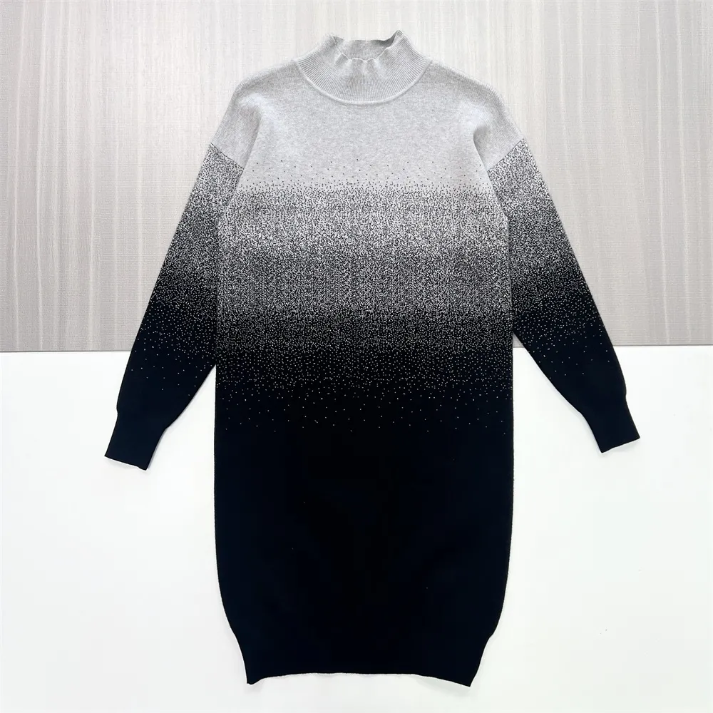 Women's Ombre Sequined Mock-Neck Knit Midi Dress - Custom Glamorous Gradient Design