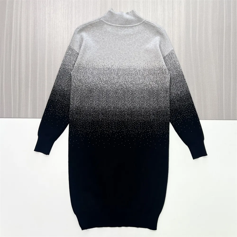 Women's Ombre Sequined Mock-Neck Knit Midi Dress - Custom Glamorous Gradient Design