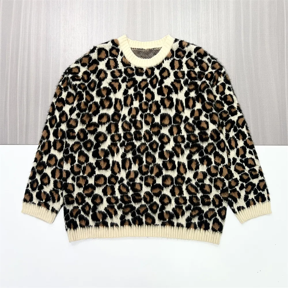 Women's Leopard Print Knit Sweater & Midi Skirt Set - Custom Trendy Co-ord Design
