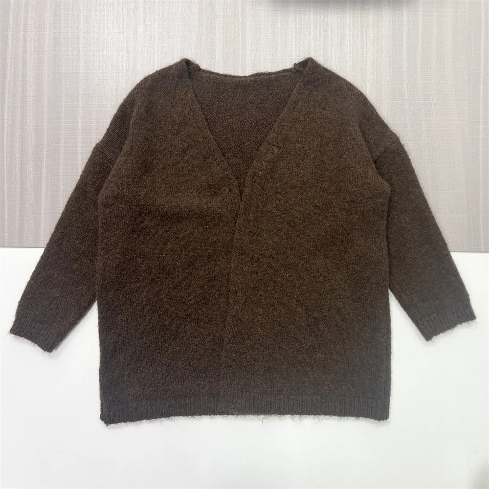 Women's Brown Fuzzy Knit Cardigan & Cutout Tank Set - Custom Trendy Co-ord Design