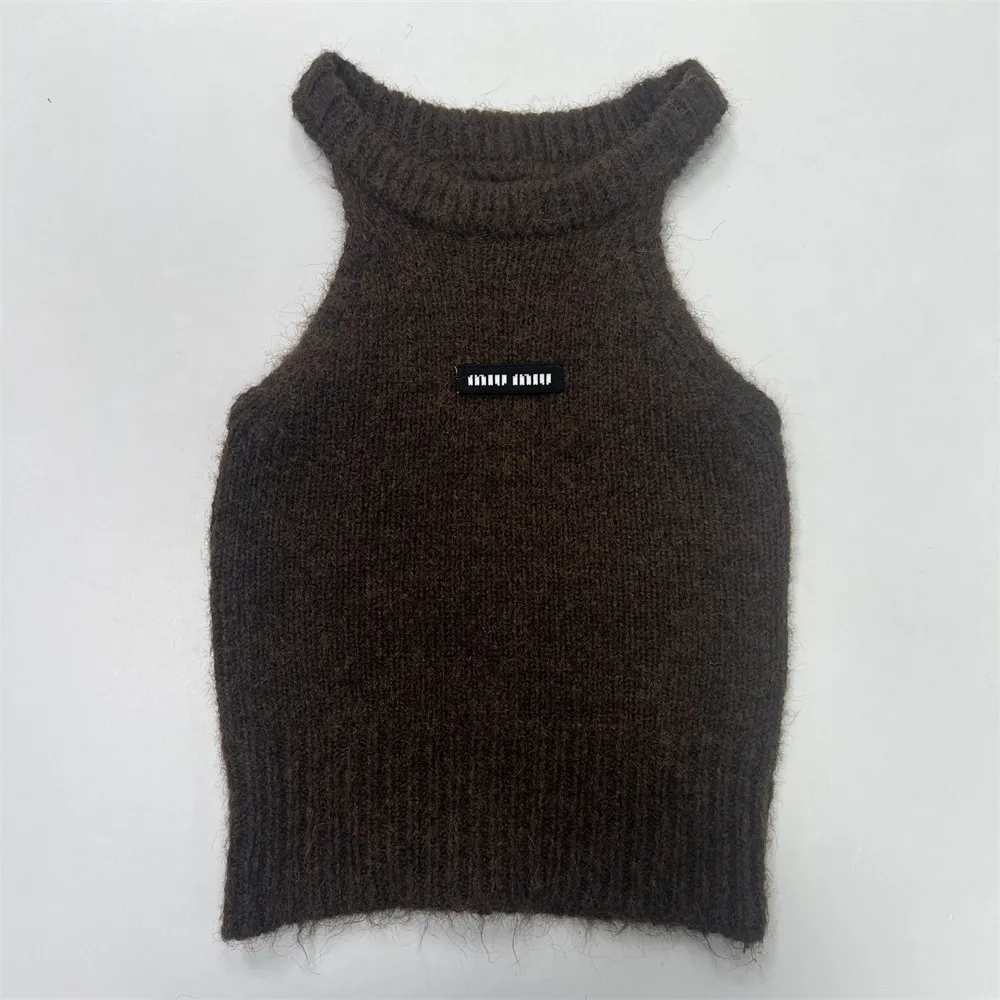 Women's Brown Fuzzy Knit Cardigan & Cutout Tank Set - Custom Trendy Co-ord Design
