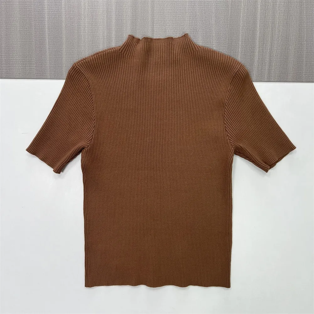 Women's Camel Ribbed Mock Neck Top & Pleated Skirt Set - Custom Elegant Co-ord Design