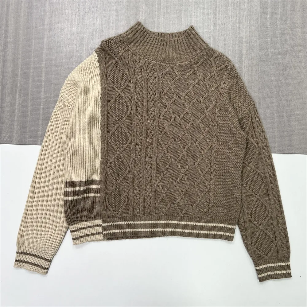 Women's Two-Tone Cable-Knit Sweater & Midi Skirt Set - Custom Textured Co-ord Design