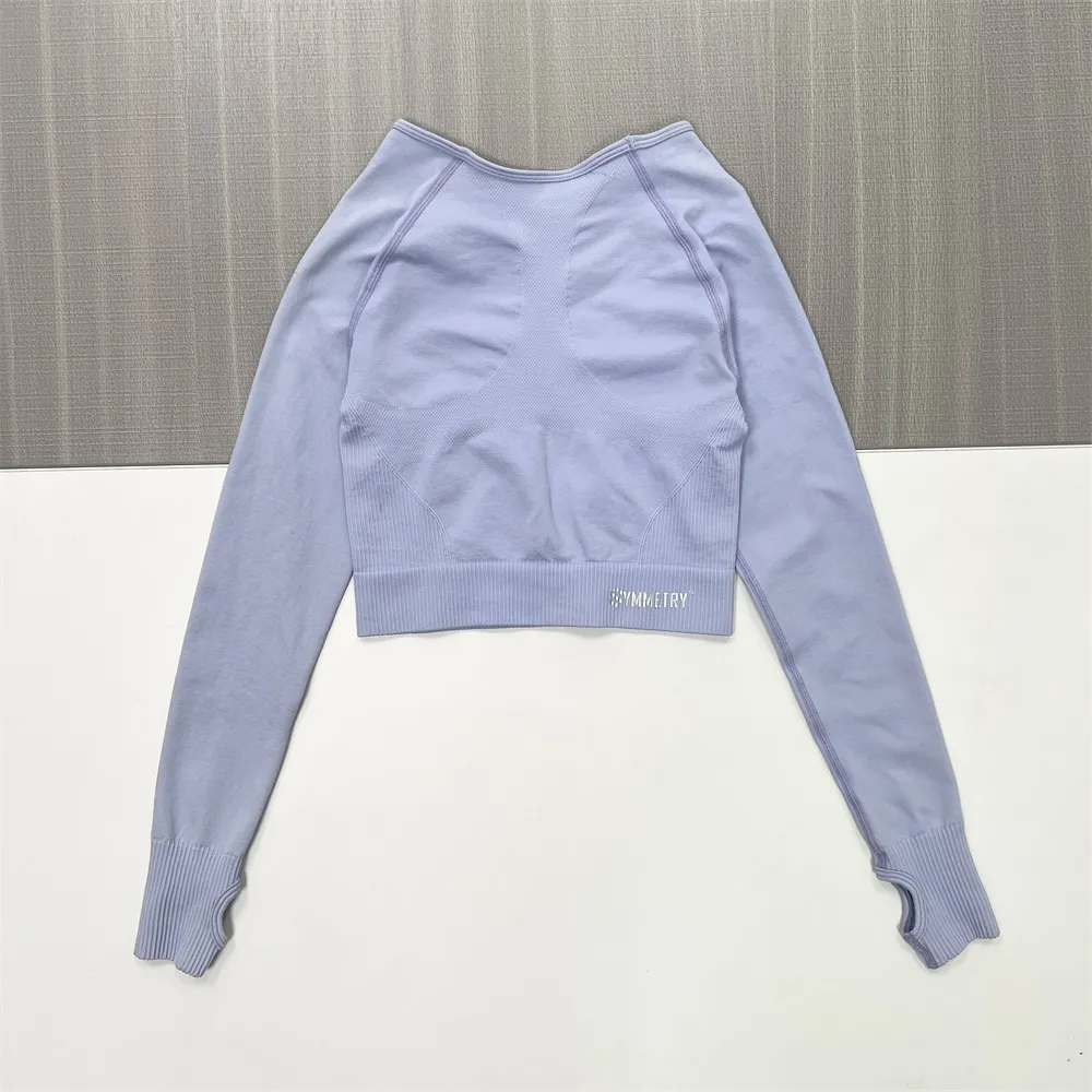 Women's Lavender Long-Sleeve Cropped Top - Custom Form-Fitting Activewear Apparel