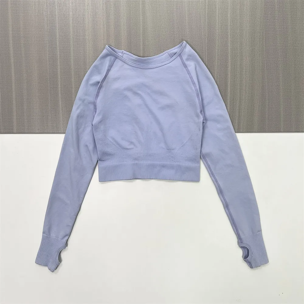 Women's Lavender Long-Sleeve Cropped Top - Custom Form-Fitting Activewear Apparel