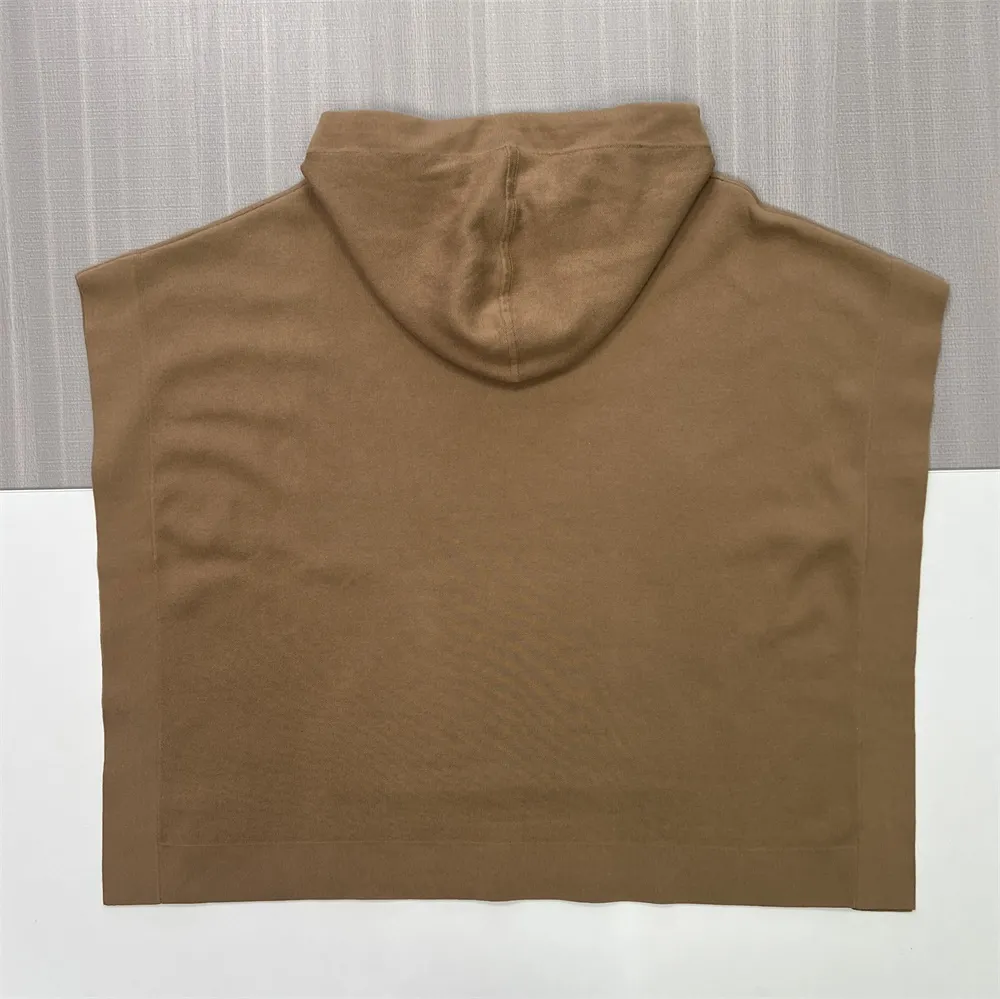 Women's Camel Hooded Poncho Top & Jogger Pants Set - Custom Luxury Loungewear Design