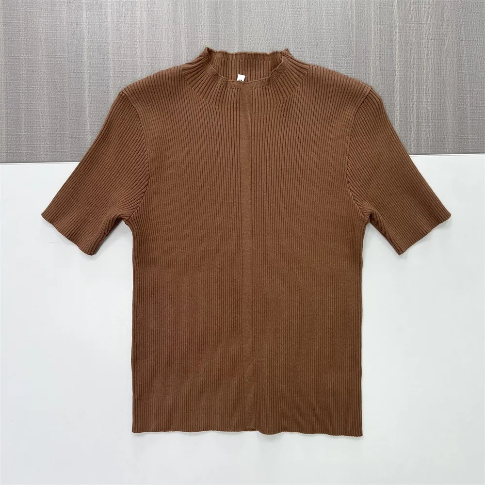 Women's Camel Ribbed Mock Neck Top & Pleated Skirt Set - Custom Elegant Co-ord Design